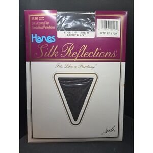 Hanes Silk Reflections Pantyhose Size EF Style 717, Barely‎ Black Control Top
